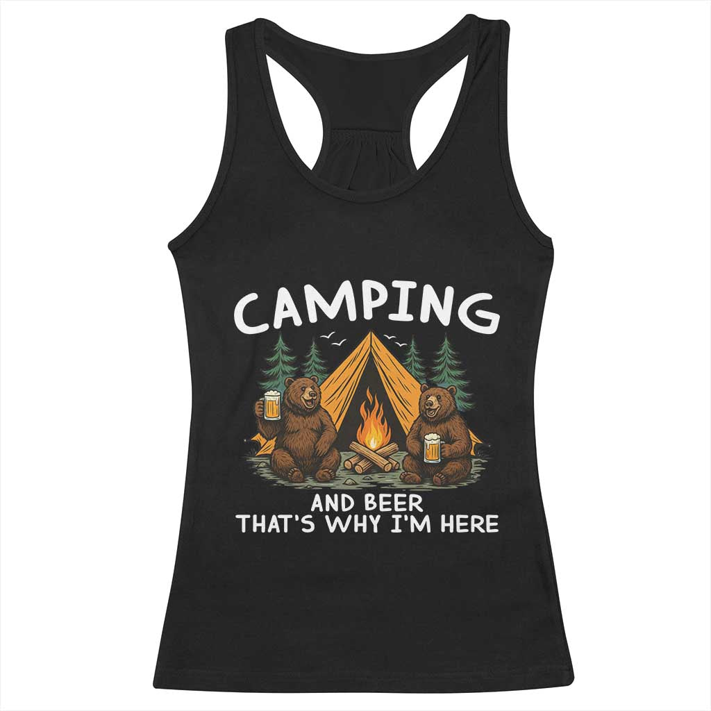 Funny Camping Beer Racerback Tank Top Bear Drinking Lover Gift TS14 Black Print Your Wear