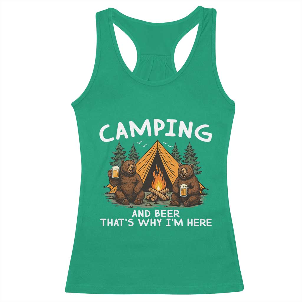Funny Camping Beer Racerback Tank Top Bear Drinking Lover Gift TS14 Irish Green Print Your Wear