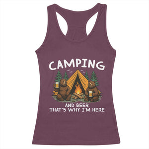 Funny Camping Beer Racerback Tank Top Bear Drinking Lover Gift TS14 Maroon Print Your Wear