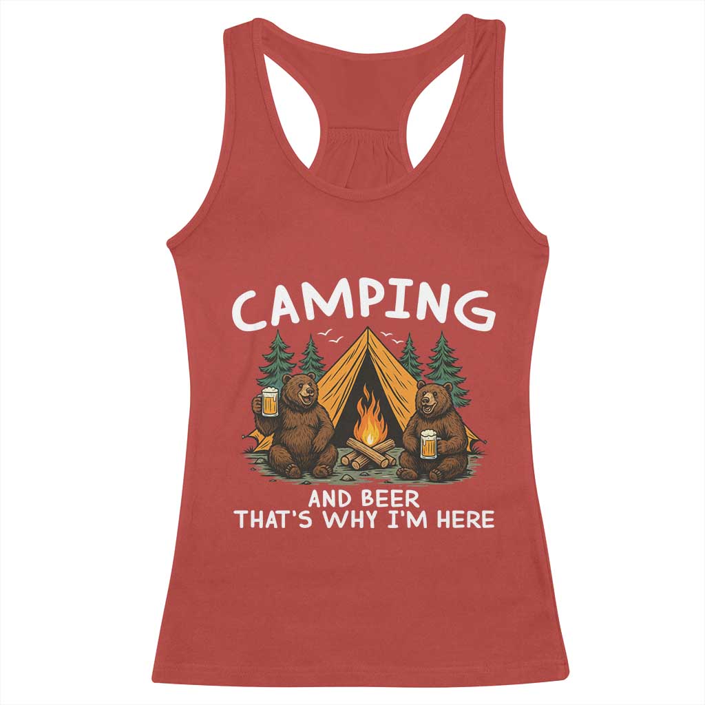 Funny Camping Beer Racerback Tank Top Bear Drinking Lover Gift TS14 Red Print Your Wear
