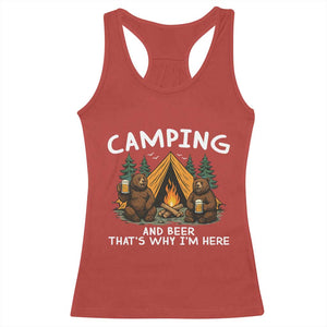 Funny Camping Beer Racerback Tank Top Bear Drinking Lover Gift TS14 Red Print Your Wear