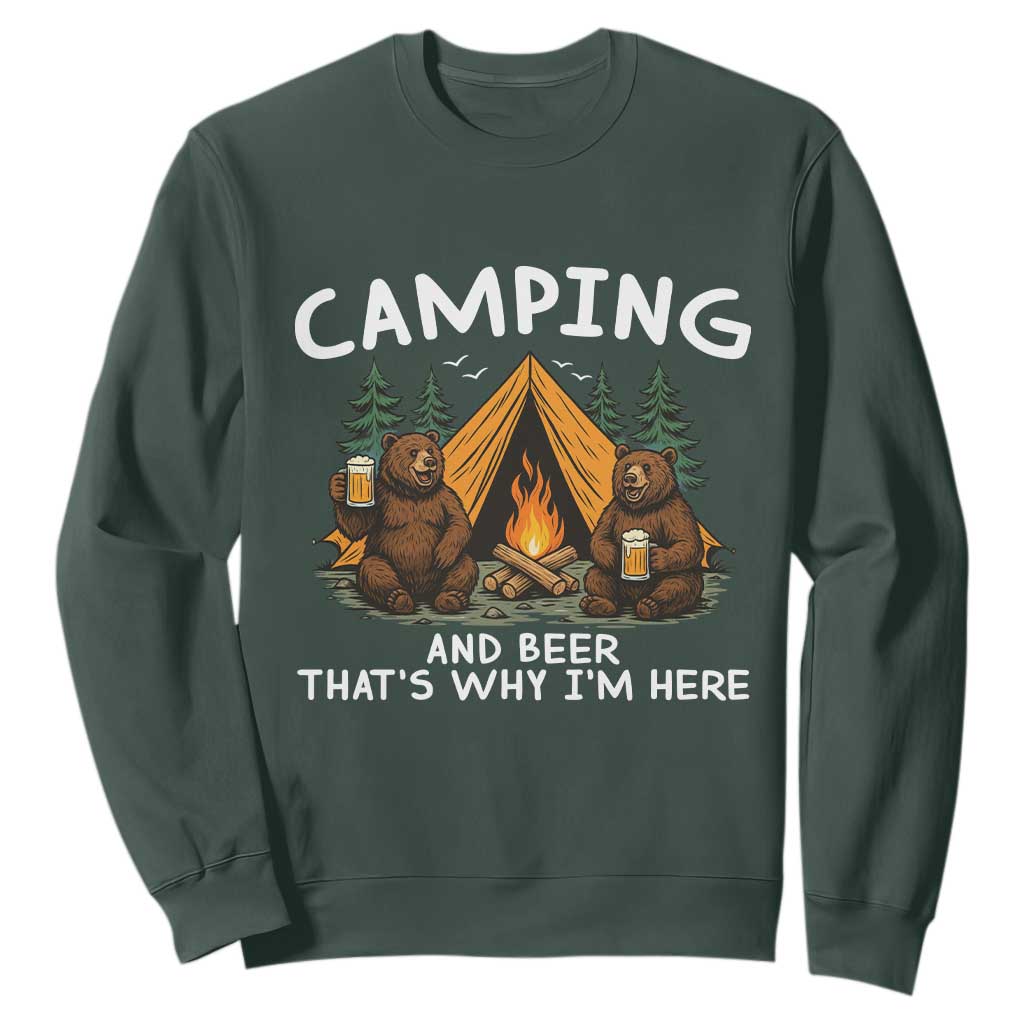 Funny Camping Beer Sweatshirt Bear Drinking Lover Gift TS14 Dark Forest Green Print Your Wear