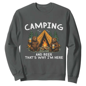 Funny Camping Beer Sweatshirt Bear Drinking Lover Gift TS14 Dark Heather Print Your Wear