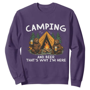 Funny Camping Beer Sweatshirt Bear Drinking Lover Gift TS14 Purple Print Your Wear