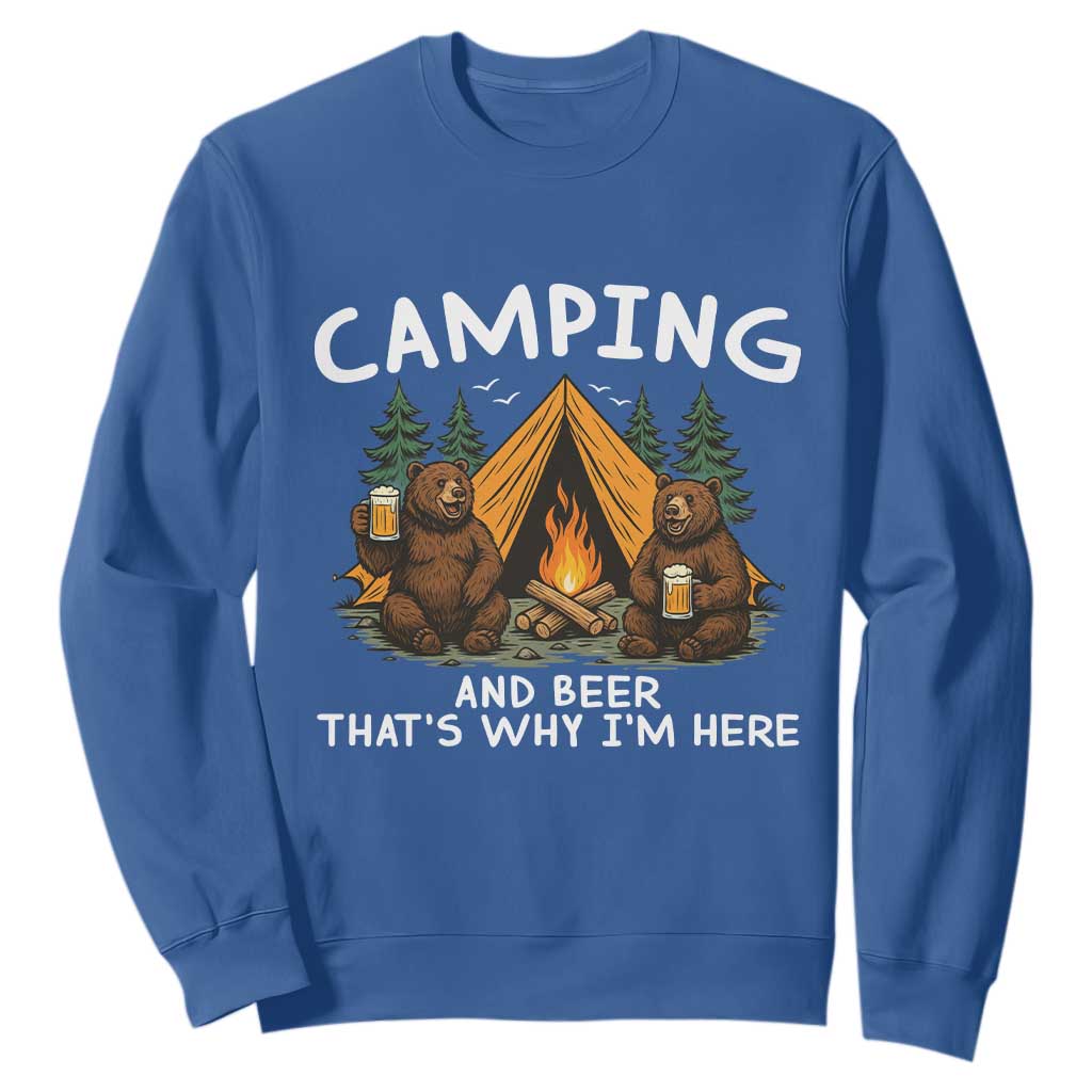 Funny Camping Beer Sweatshirt Bear Drinking Lover Gift TS14 Royal Blue Print Your Wear