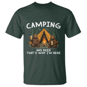 Funny Camping Beer T Shirt Bear Drinking Lover Gift TS14 Dark Forest Green Print Your Wear