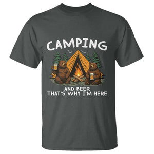 Funny Camping Beer T Shirt Bear Drinking Lover Gift TS14 Dark Heather Print Your Wear