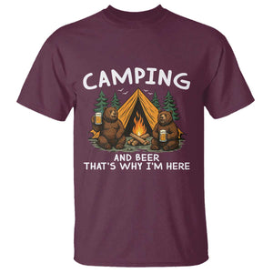 Funny Camping Beer T Shirt Bear Drinking Lover Gift TS14 Maroon Print Your Wear