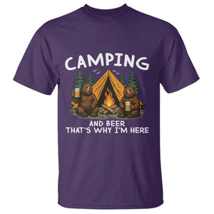 Funny Camping Beer T Shirt Bear Drinking Lover Gift TS14 Purple Print Your Wear