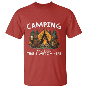 Funny Camping Beer T Shirt Bear Drinking Lover Gift TS14 Red Print Your Wear
