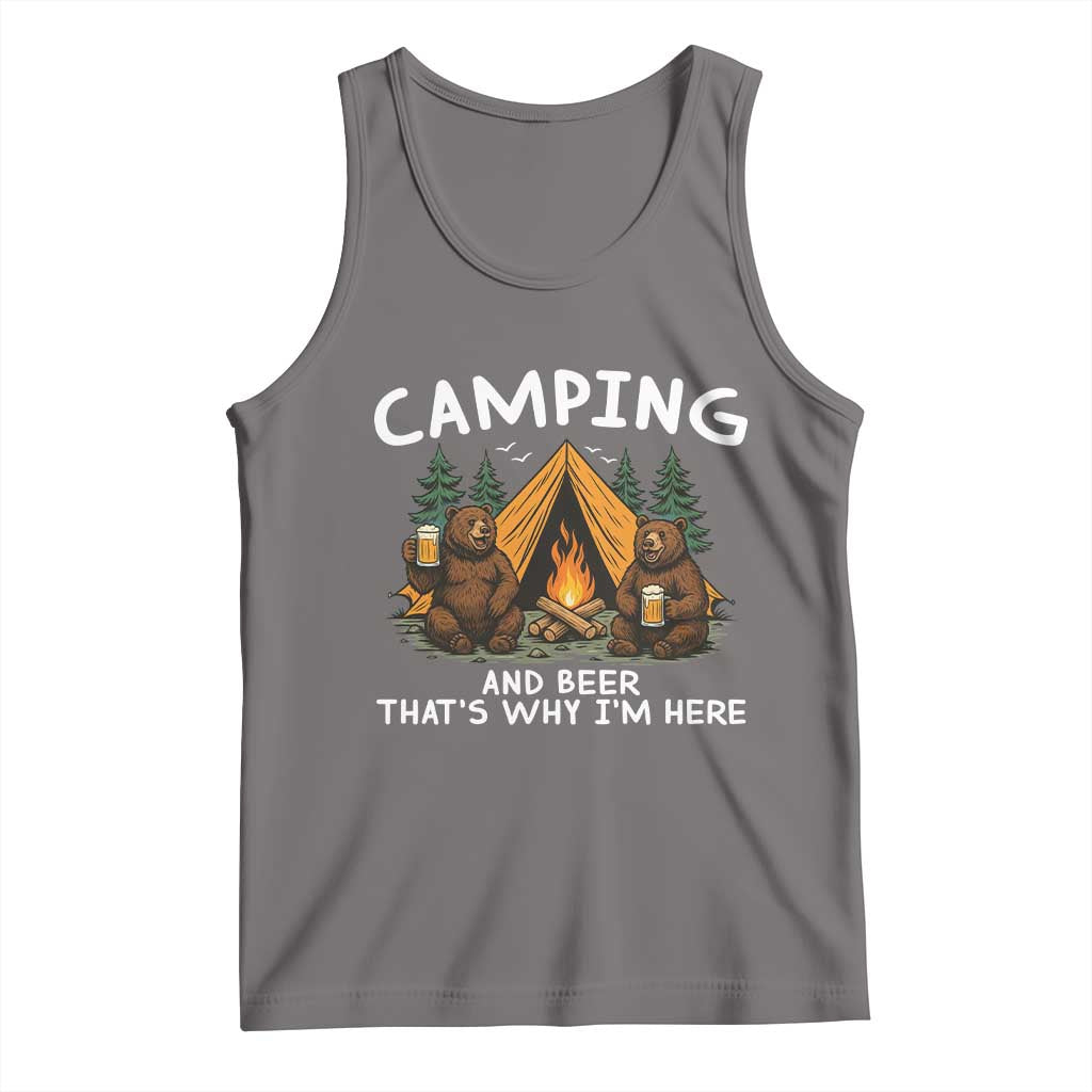 Funny Camping Beer Tank Top Bear Drinking Lover Gift TS14 Deep Heather Print Your Wear