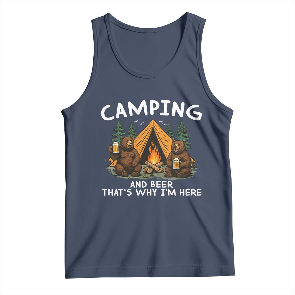 Funny Camping Beer Tank Top Bear Drinking Lover Gift TS14 Navy Print Your Wear