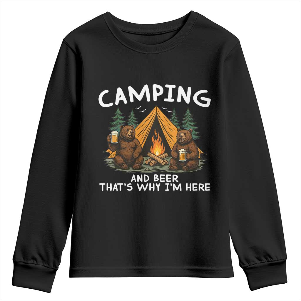 Funny Camping Beer Youth Sweatshirt Bear Drinking Lover Gift TS14 Black Print Your Wear