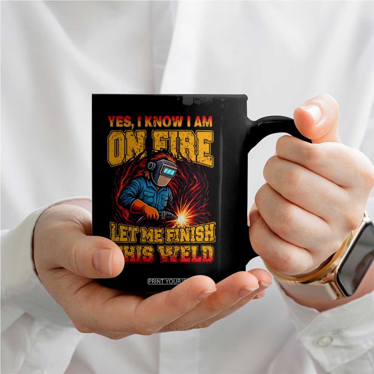 Funny Welding Bigfoot Coffee Mug Cryptid Welder Sasquatch TS14 Print Your Wear