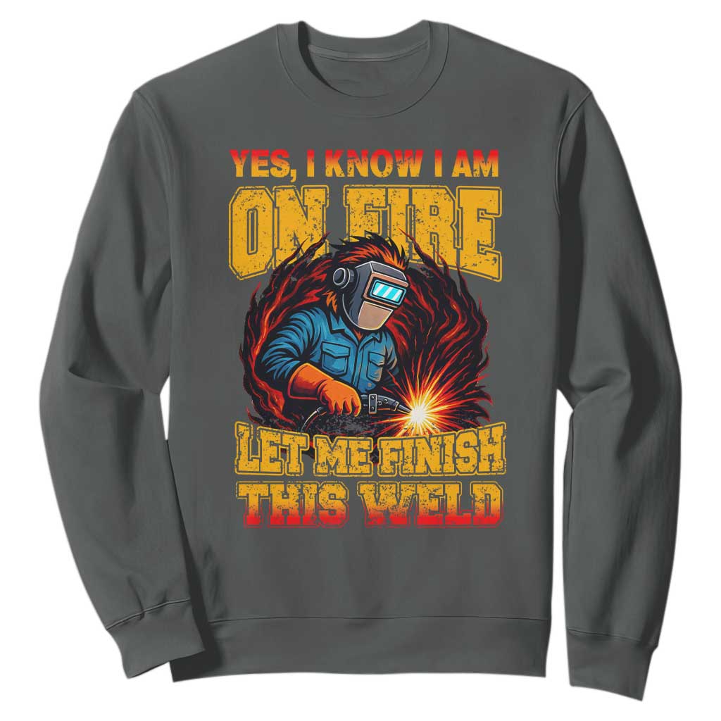 Funny Welding Bigfoot Sweatshirt Cryptid Welder Sasquatch TS14 Dark Heather Print Your Wear