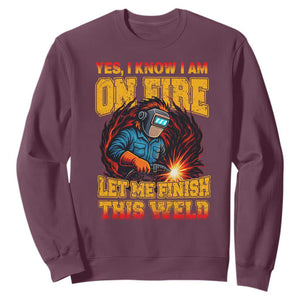 Funny Welding Bigfoot Sweatshirt Cryptid Welder Sasquatch TS14 Maroon Print Your Wear