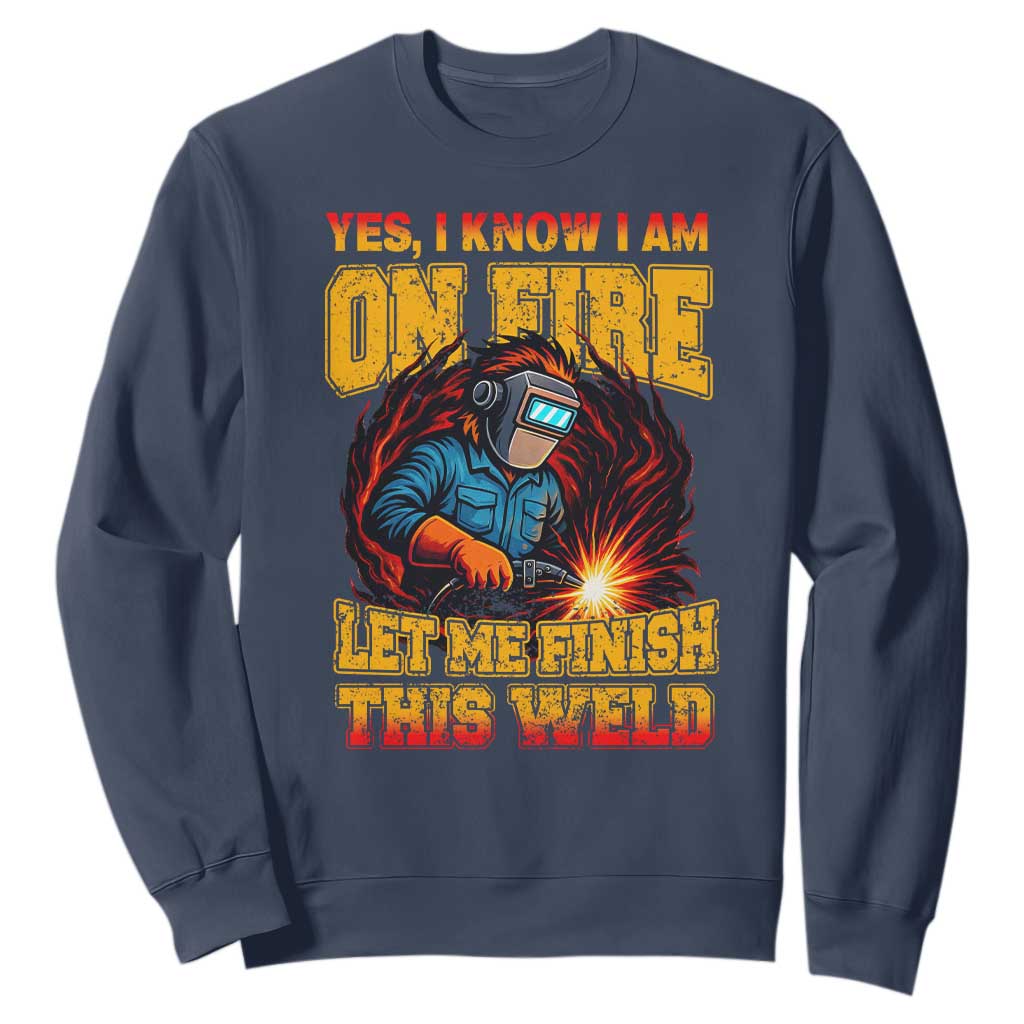 Funny Welding Bigfoot Sweatshirt Cryptid Welder Sasquatch TS14 Navy Print Your Wear