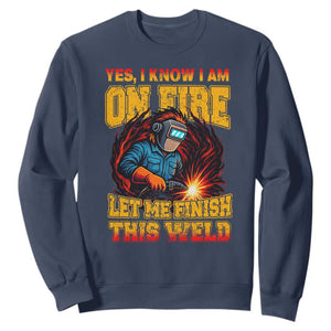 Funny Welding Bigfoot Sweatshirt Cryptid Welder Sasquatch TS14 Navy Print Your Wear