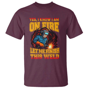 Funny Welding Bigfoot T Shirt Cryptid Welder Sasquatch TS14 Maroon Print Your Wear