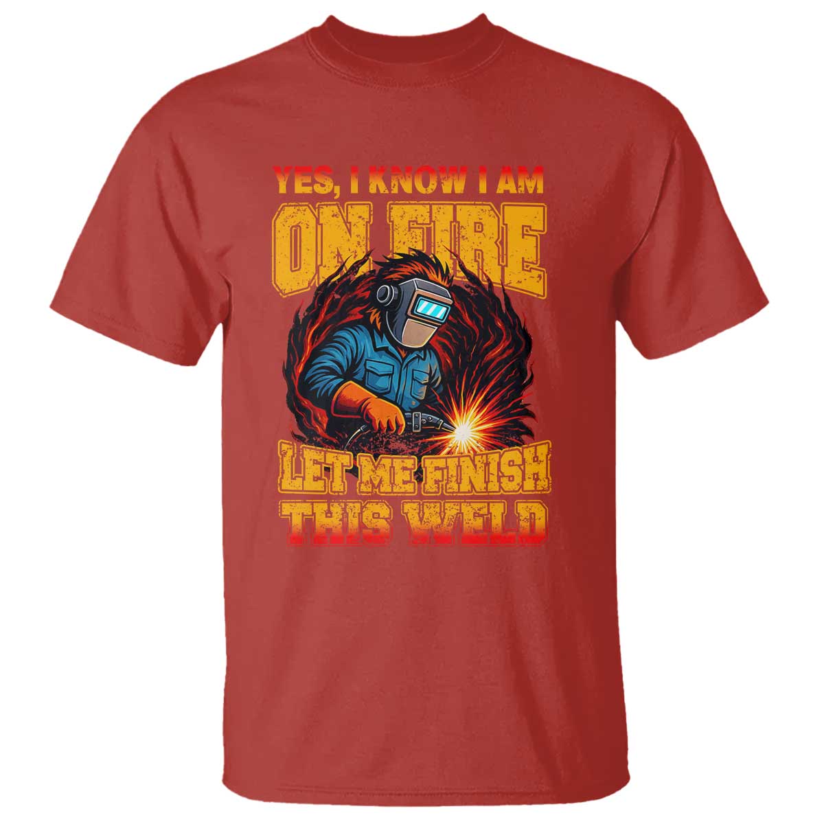 Funny Welding Bigfoot T Shirt Cryptid Welder Sasquatch TS14 Red Print Your Wear