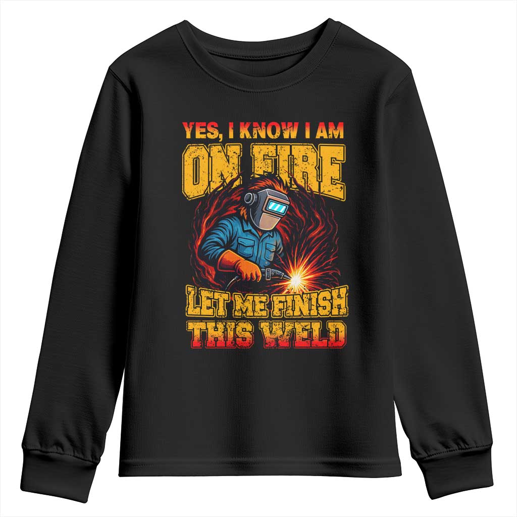 Funny Welding Bigfoot Youth Sweatshirt Cryptid Welder Sasquatch TS14 Black Print Your Wear