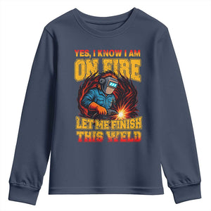 Funny Welding Bigfoot Youth Sweatshirt Cryptid Welder Sasquatch TS14 Navy Print Your Wear