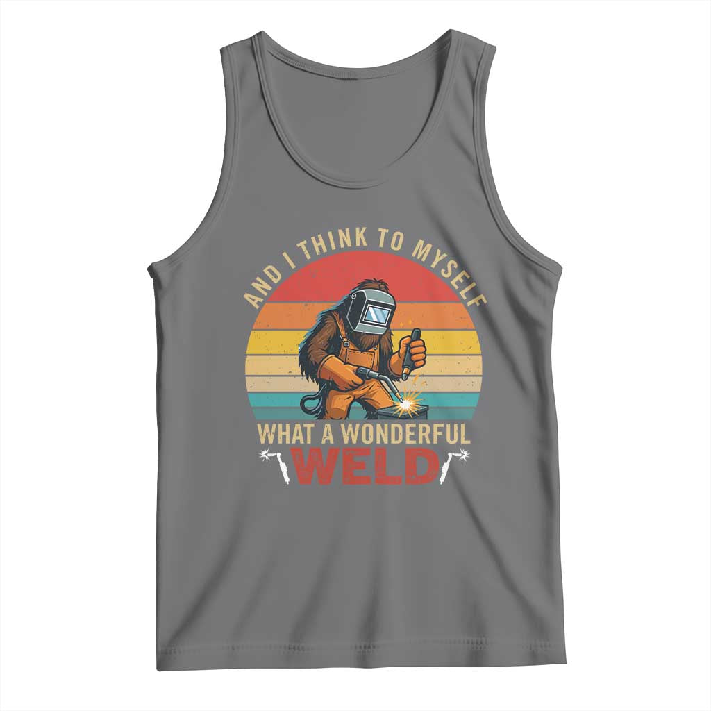 Funny Welding Bigfoot Tank Top And I Think To Myself What A Wonderful Weld TS14 Black Heather Print Your Wear