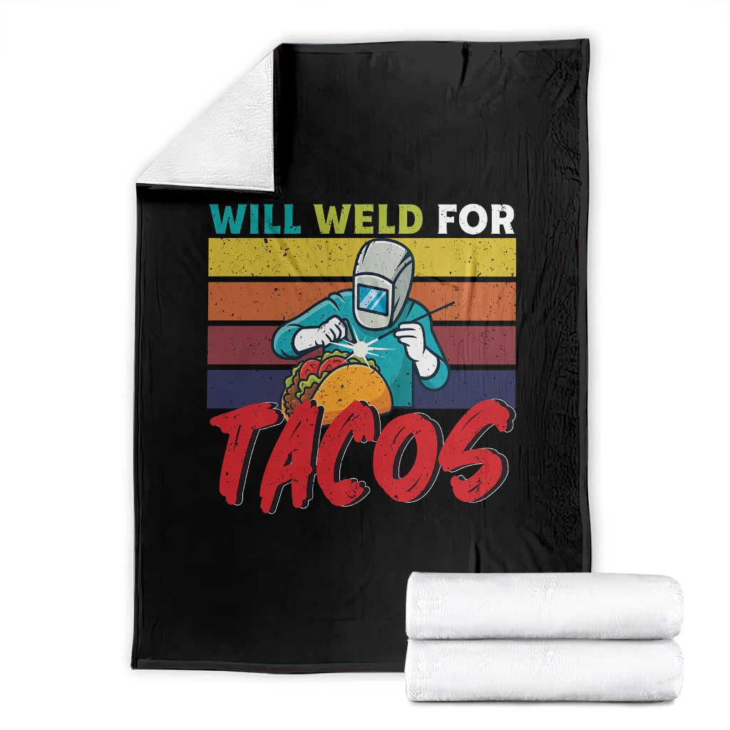 Funny Welding Throw Blanket Will Weld For Tacos TS14 Black Print Your Wear
