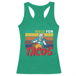 Funny Welding Racerback Tank Top Will Weld For Tacos TS14 Irish Green Print Your Wear