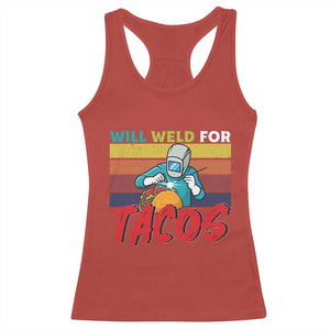 Funny Welding Racerback Tank Top Will Weld For Tacos TS14 Red Print Your Wear