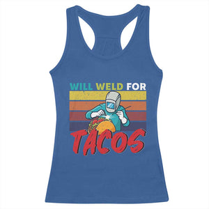 Funny Welding Racerback Tank Top Will Weld For Tacos TS14 Royal Blue Print Your Wear