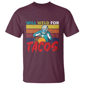 Funny Welding T Shirt Will Weld For Tacos TS14 Maroon Print Your Wear