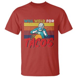 Funny Welding T Shirt Will Weld For Tacos TS14 Red Print Your Wear