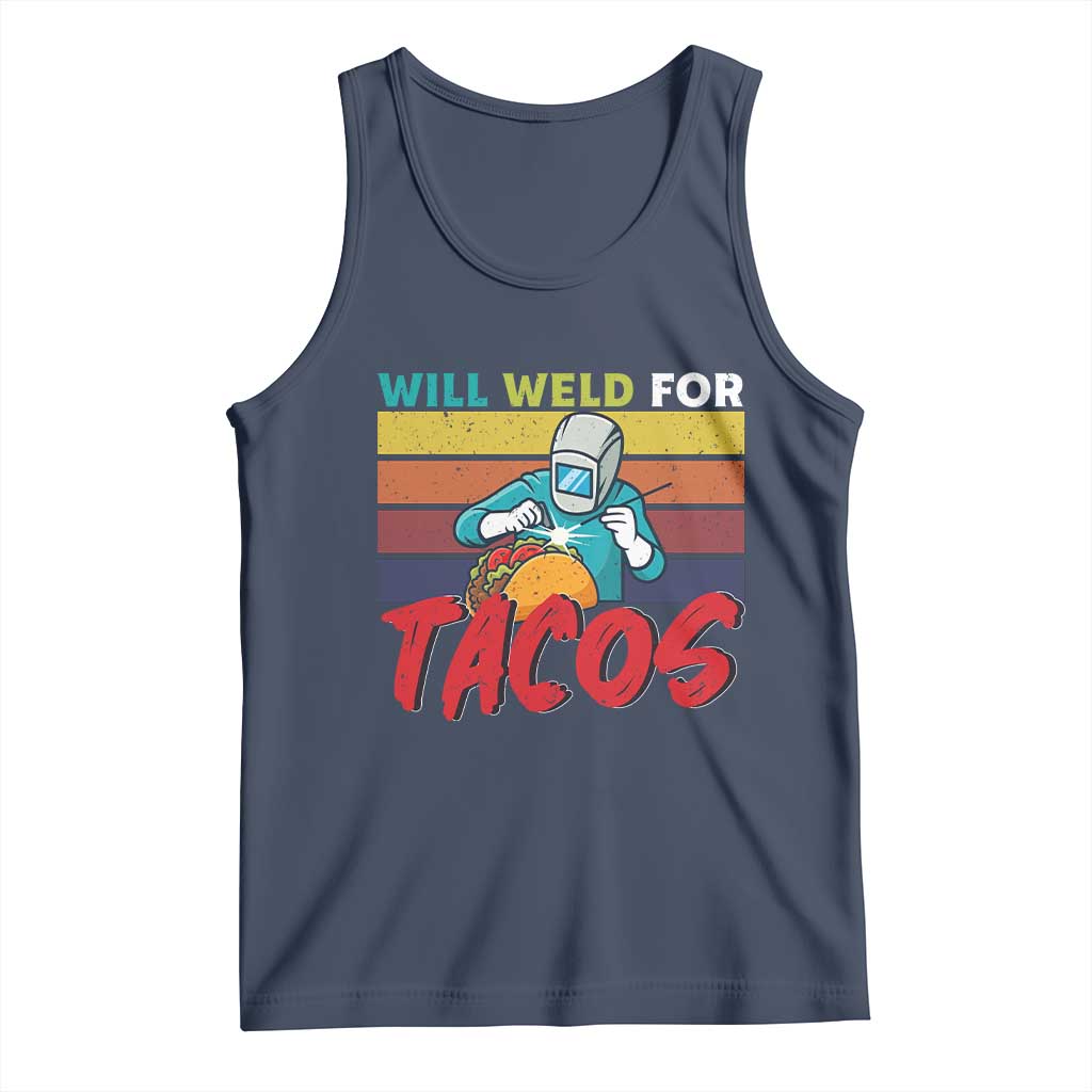 Funny Welding Tank Top Will Weld For Tacos TS14 Navy Print Your Wear