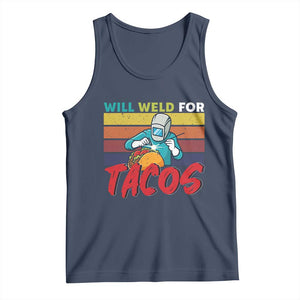 Funny Welding Tank Top Will Weld For Tacos TS14 Navy Print Your Wear
