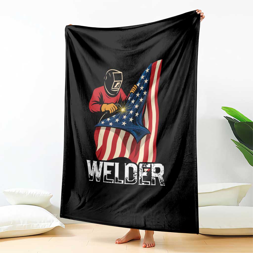 Welder Patriotic American Flag Throw Blanket TS14 Print Your Wear