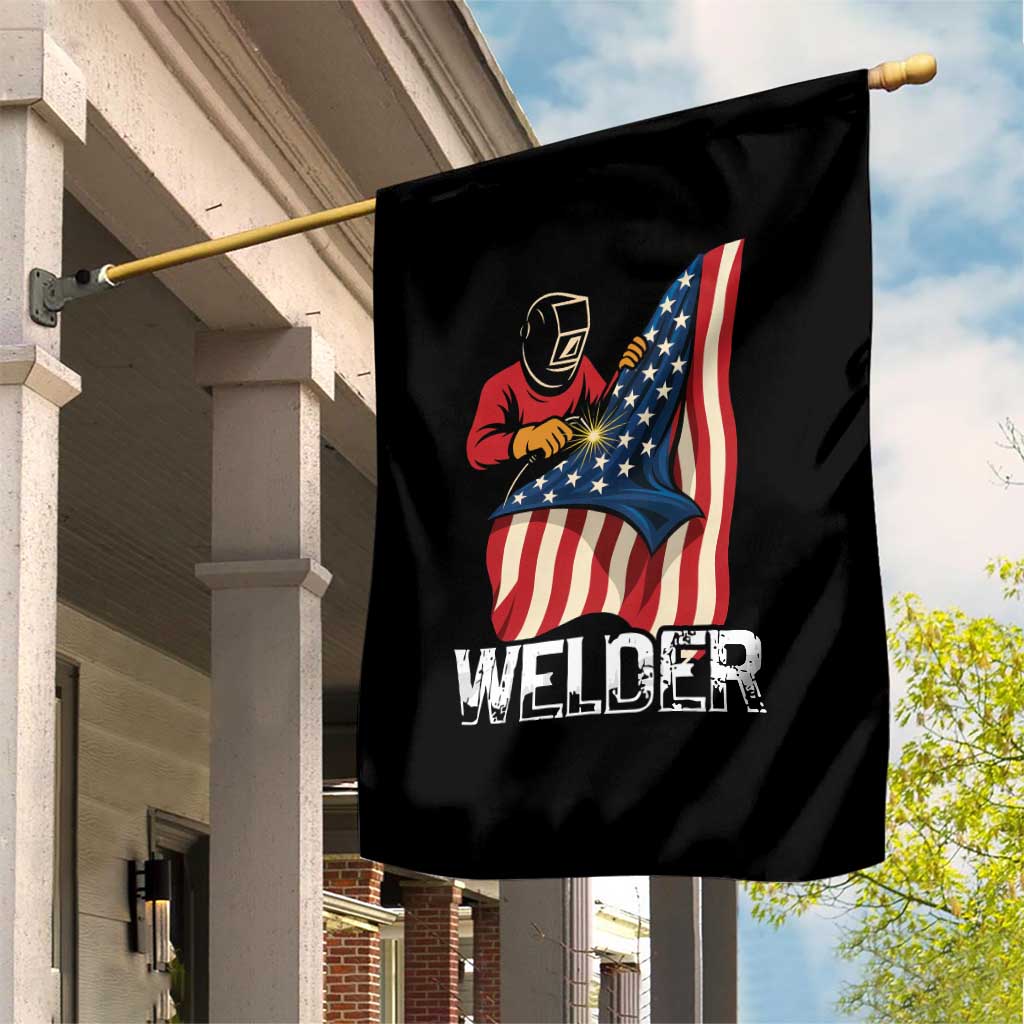 Welder Patriotic American Flag Garden Flag TS14 Print Your Wear