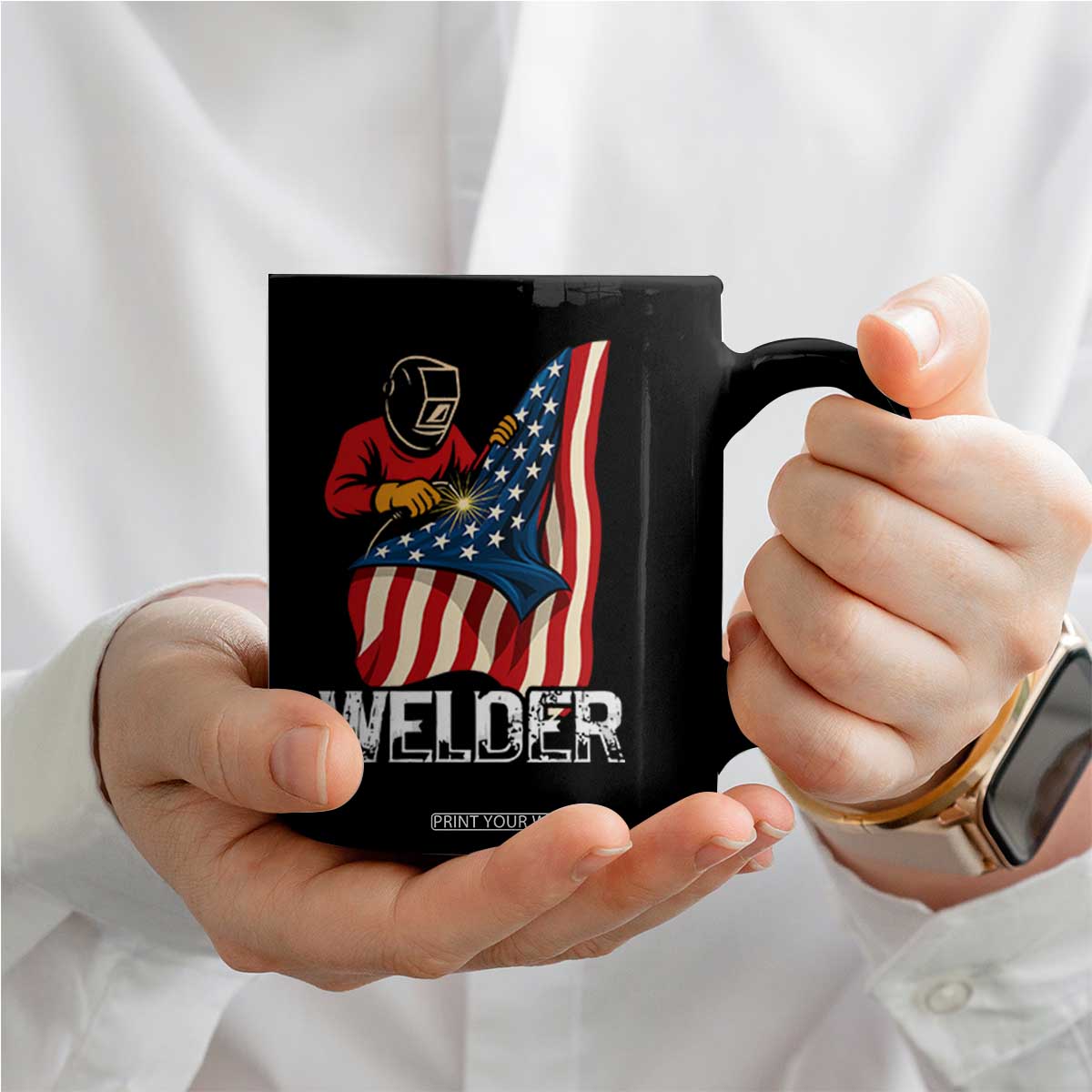 Welder Patriotic American Flag Coffee Mug TS14 Print Your Wear