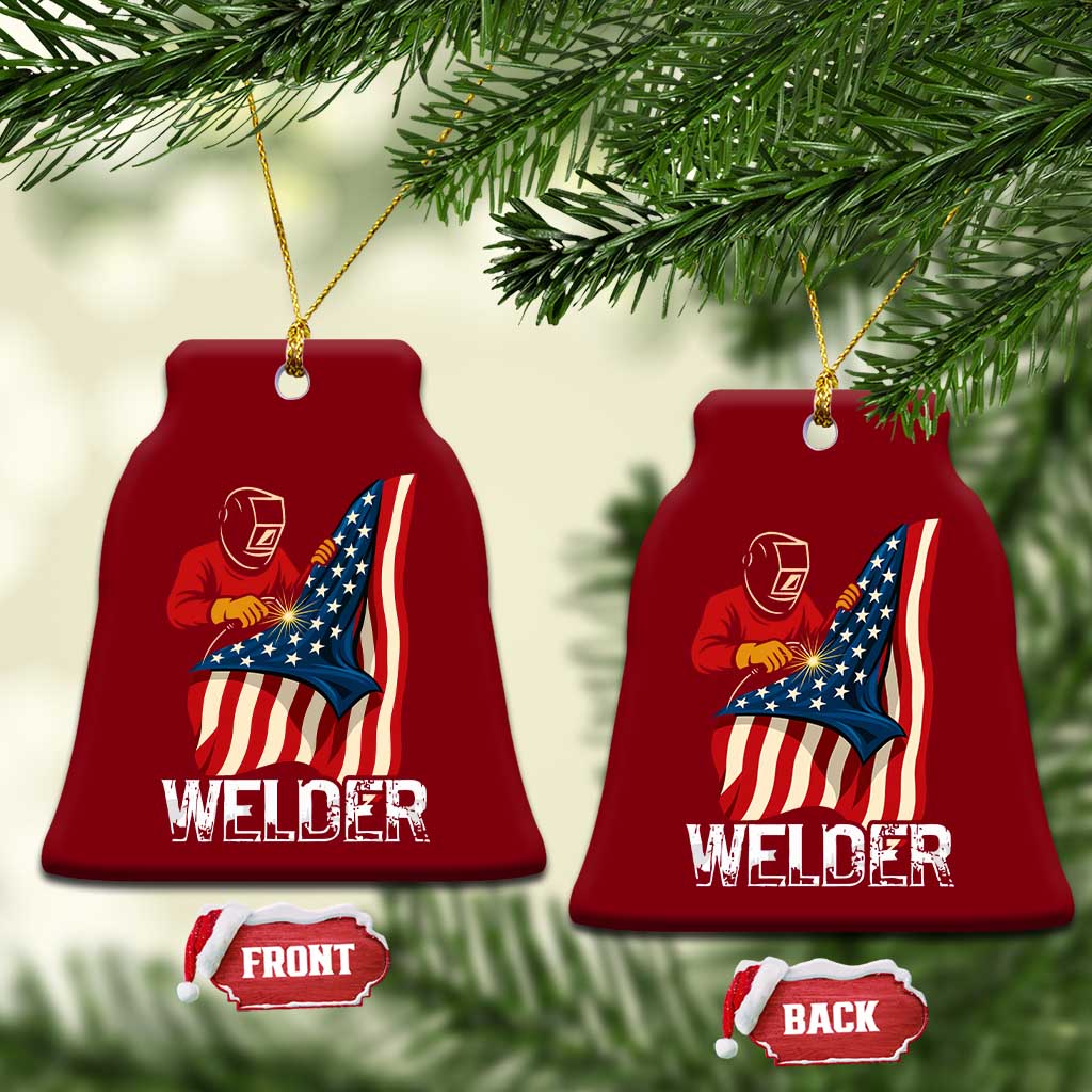 Welder Patriotic American Flag Ceramic Ornament TS14 Print Your Wear