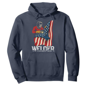 Welder Patriotic American Flag Hoodie TS14 Navy Print Your Wear