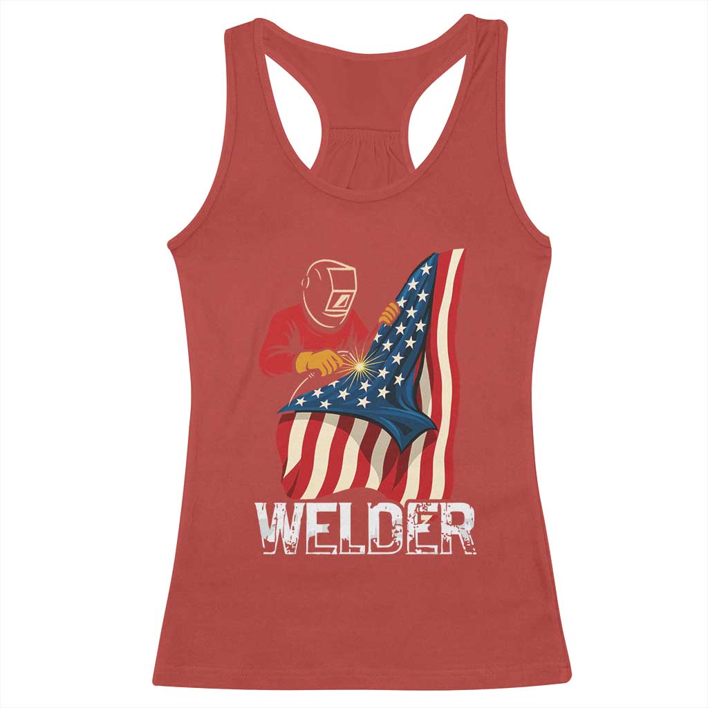 Welder Patriotic American Flag Racerback Tank Top TS14 Red Print Your Wear