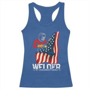 Welder Patriotic American Flag Racerback Tank Top TS14 Royal Blue Print Your Wear