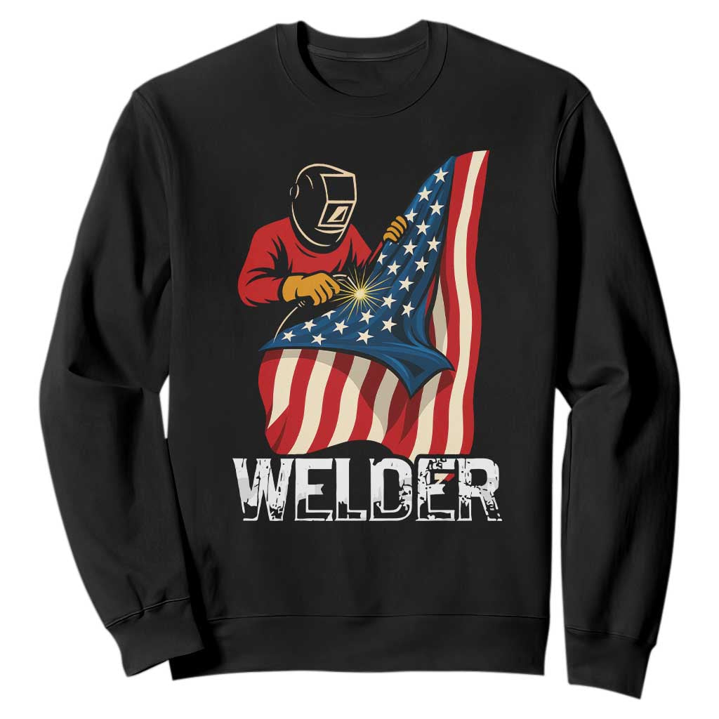 Welder Patriotic American Flag Sweatshirt TS14 Black Print Your Wear