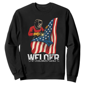 Welder Patriotic American Flag Sweatshirt TS14 Black Print Your Wear