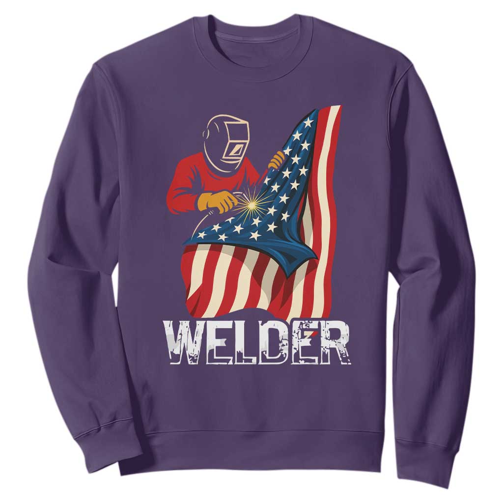 Welder Patriotic American Flag Sweatshirt TS14 Purple Print Your Wear