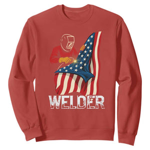 Welder Patriotic American Flag Sweatshirt TS14 Red Print Your Wear