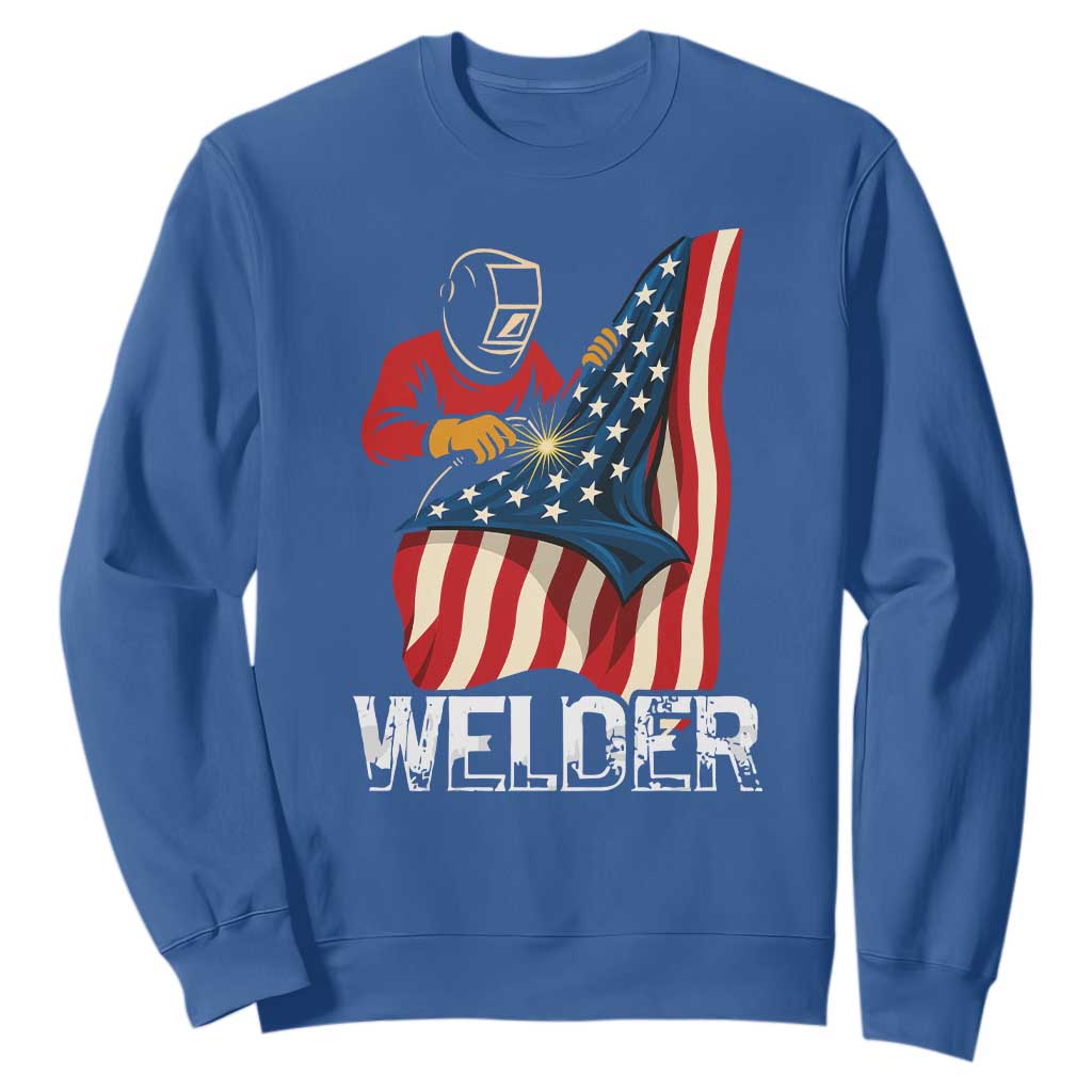 Welder Patriotic American Flag Sweatshirt TS14 Royal Blue Print Your Wear