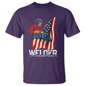 Welder Patriotic American Flag T Shirt TS14 Purple Print Your Wear
