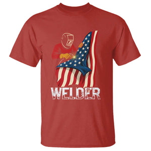 Welder Patriotic American Flag T Shirt TS14 Red Print Your Wear