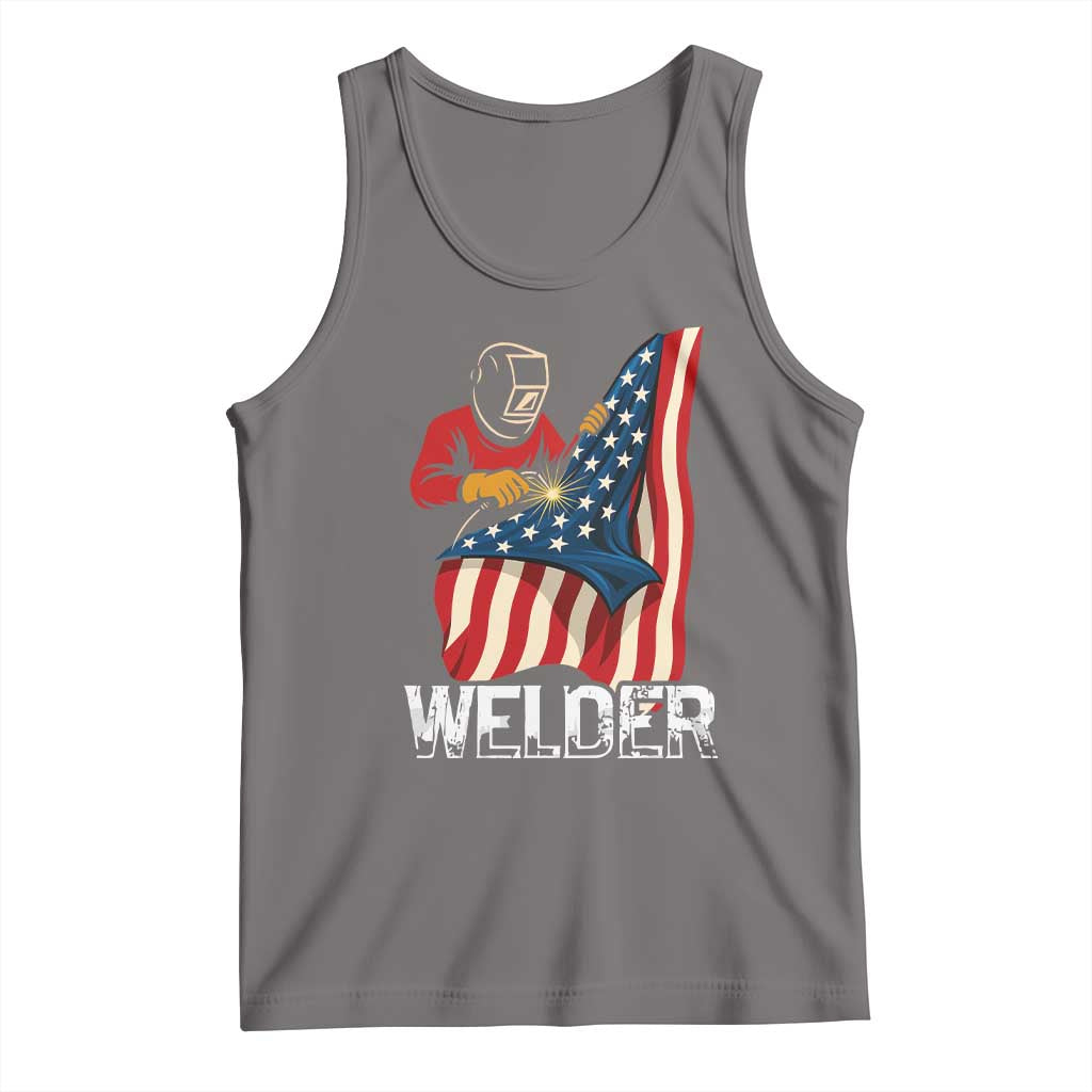 Welder Patriotic American Flag Tank Top TS14 Deep Heather Print Your Wear